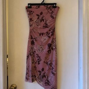Pink Floral Strapless Dress Size Small